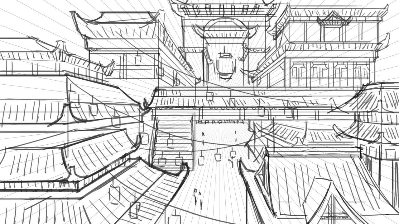 Street composition sketch