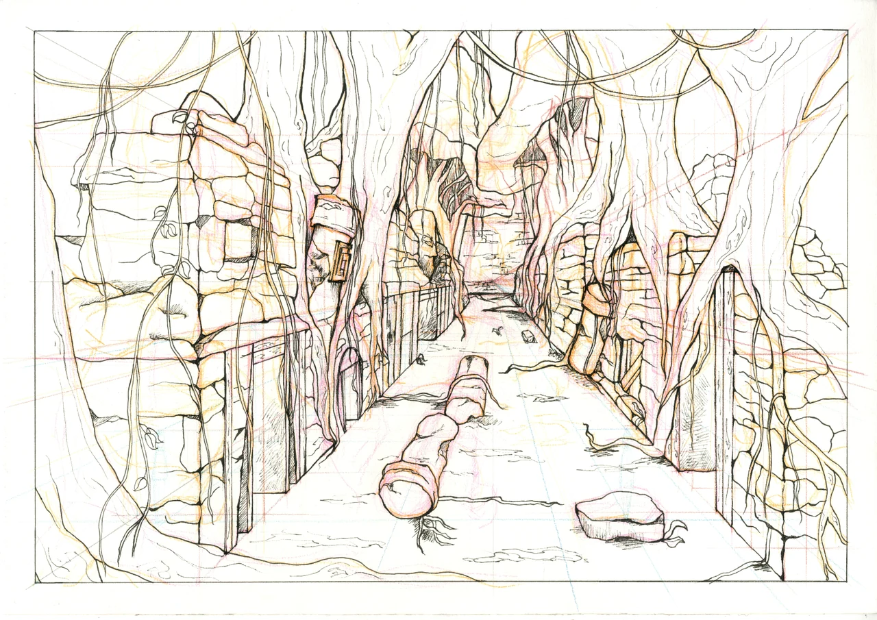 Forest path composition sketch