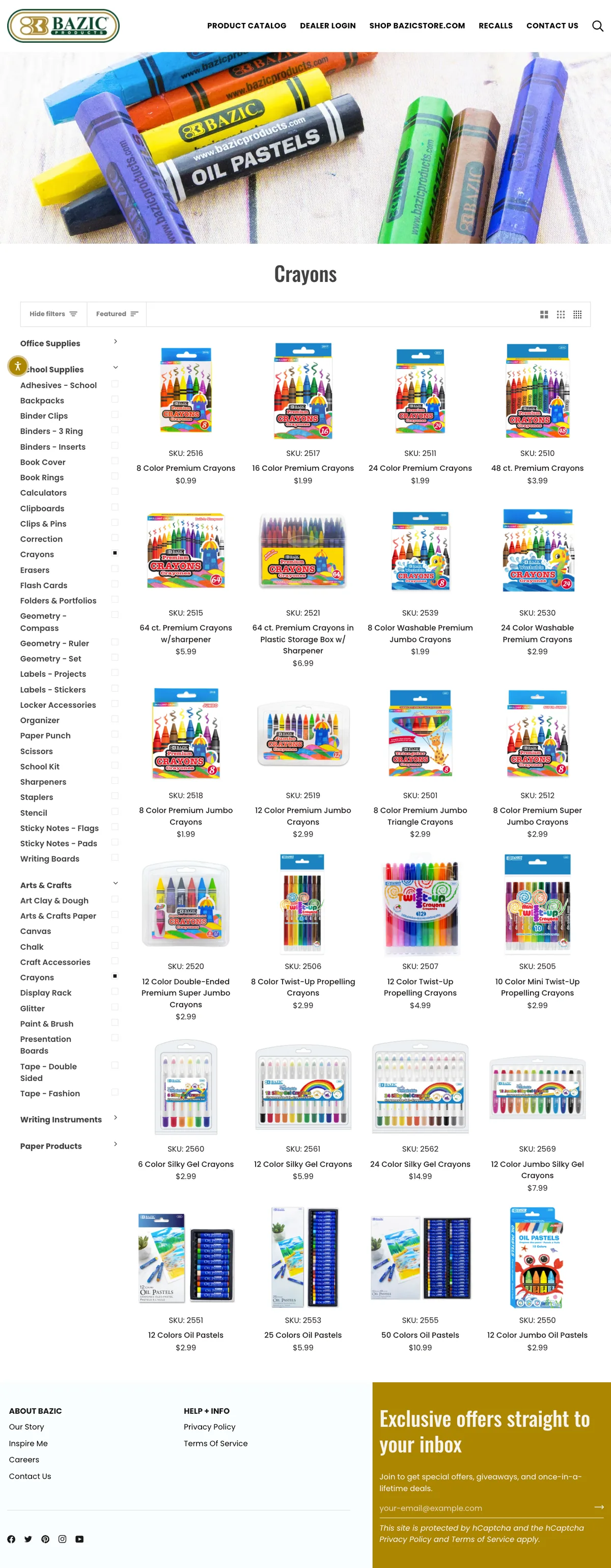 BAZIC crayons collection captured after the redesign