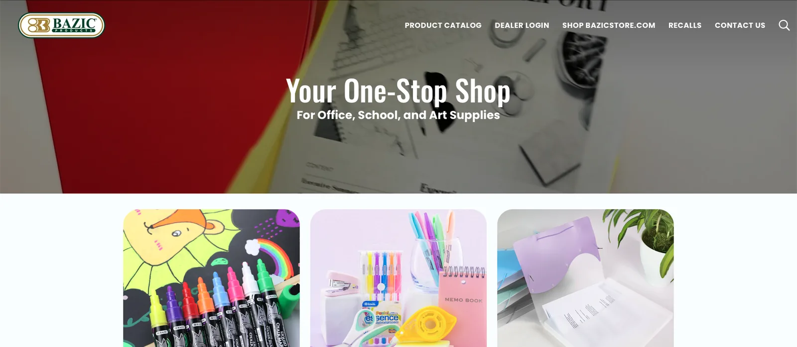 BAZIC corporate homepage from the Shopify redesign