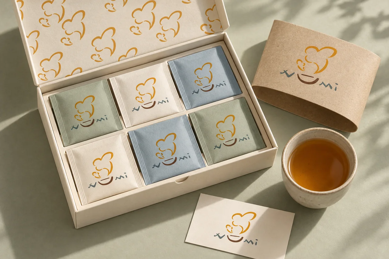 Numi concept gift and tea ritual application using the selected identity