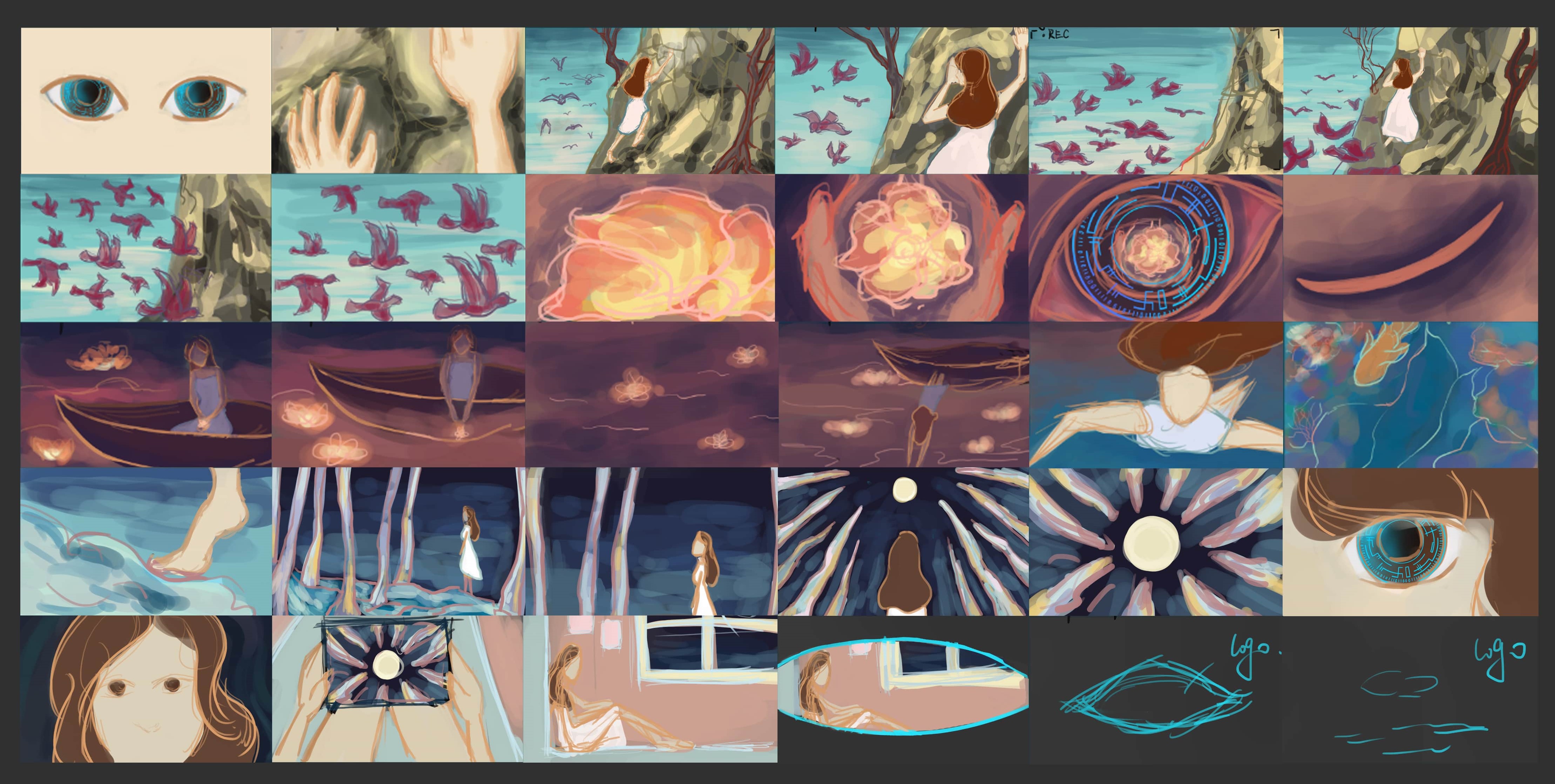 Captured Moments color script sequencing the animated story